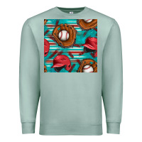 Seafoam baseball helmet and glove with serape seamless pattern Premium Sweatshirt - BundleAndBundleShop
