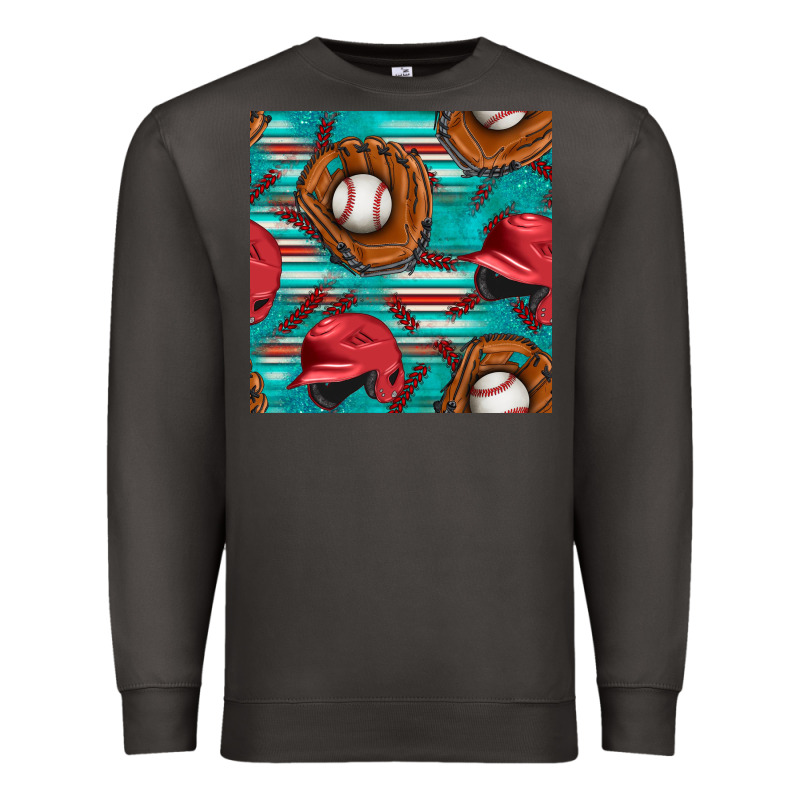 Baseball Helmet And Glove With Serape Seamless Pattern Premium Sweatshirt by BundleAndBundleShop | Teevron