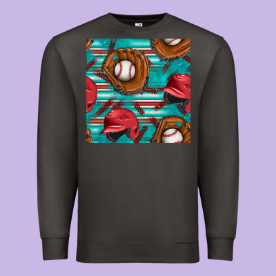 Baseball Helmet And Glove With Serape Seamless Pattern Premium Sweatshirt Designed By Bundleandbundleshop
