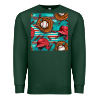Sports Green baseball helmet and glove with serape seamless pattern Premium Sweatshirt - BundleAndBundleShop