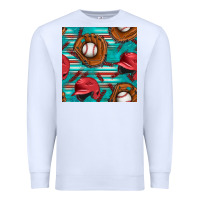 White baseball helmet and glove with serape seamless pattern Premium Sweatshirt - BundleAndBundleShop