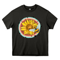 Asphalt bee and sunflower Heavy Core Tee - MaliasSmallBusiness