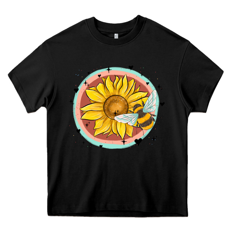 Bee And Sunflower Heavy Core Tee by MaliasSmallBusiness | Teevron