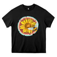 Black bee and sunflower Heavy Core Tee - MaliasSmallBusiness