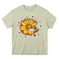 Mossy bee and sunflower Heavy Core Tee - MaliasSmallBusiness