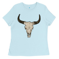 Baby Blue cow skul Ladies Tee - MaliasSmallBusiness