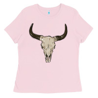 Bubblegum Pink cow skul Ladies Tee - MaliasSmallBusiness
