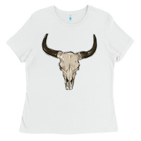 White cow skul Ladies Tee - MaliasSmallBusiness