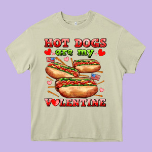 Hot Dogs Are My Valentine Heavy Core Tee Designed By Adodesignshop
