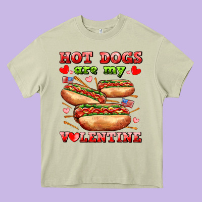 Hot Dogs Are My Valentine Heavy Core Tee Designed By Adodesignshop