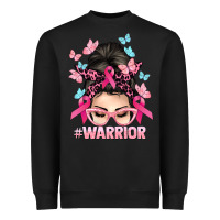 Black Warrior Cancer messy bun Cancer Awareness Heavyweight Sweatshirt - HowdyJamesFarm