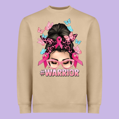 Warrior Cancer Messy Bun Cancer Awareness Heavyweight Sweatshirt Designed By Howdyjamesfarm