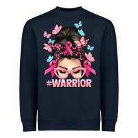 Navy Warrior Cancer messy bun Cancer Awareness Heavyweight Sweatshirt - HowdyJamesFarm