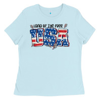 Baby Blue land of the free usa Ladies Tee - MaliasSmallBusiness