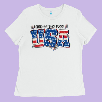 Land Of The Free Usa Ladies Tee Designed By Maliassmallbusiness