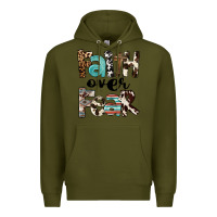 Army Green Western Faith Over Fear Premium Hoodie - FaDigitalArtStudio