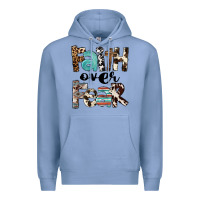 Colony Blue Western Faith Over Fear Premium Hoodie - FaDigitalArtStudio