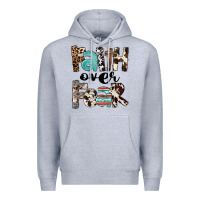 Heather Grey Western Faith Over Fear Premium Hoodie - FaDigitalArtStudio