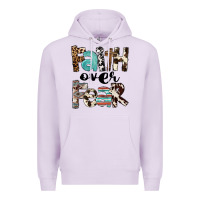 Lilac Western Faith Over Fear Premium Hoodie - FaDigitalArtStudio