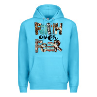 Ocean Blue Western Faith Over Fear Premium Hoodie - FaDigitalArtStudio