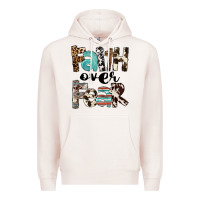 Pale Pink Western Faith Over Fear Premium Hoodie - FaDigitalArtStudio