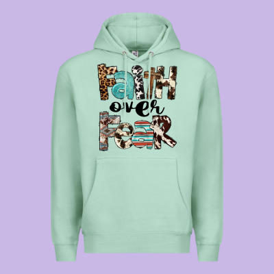 Western Faith Over Fear Premium Hoodie Designed By Fadigitalartstudio