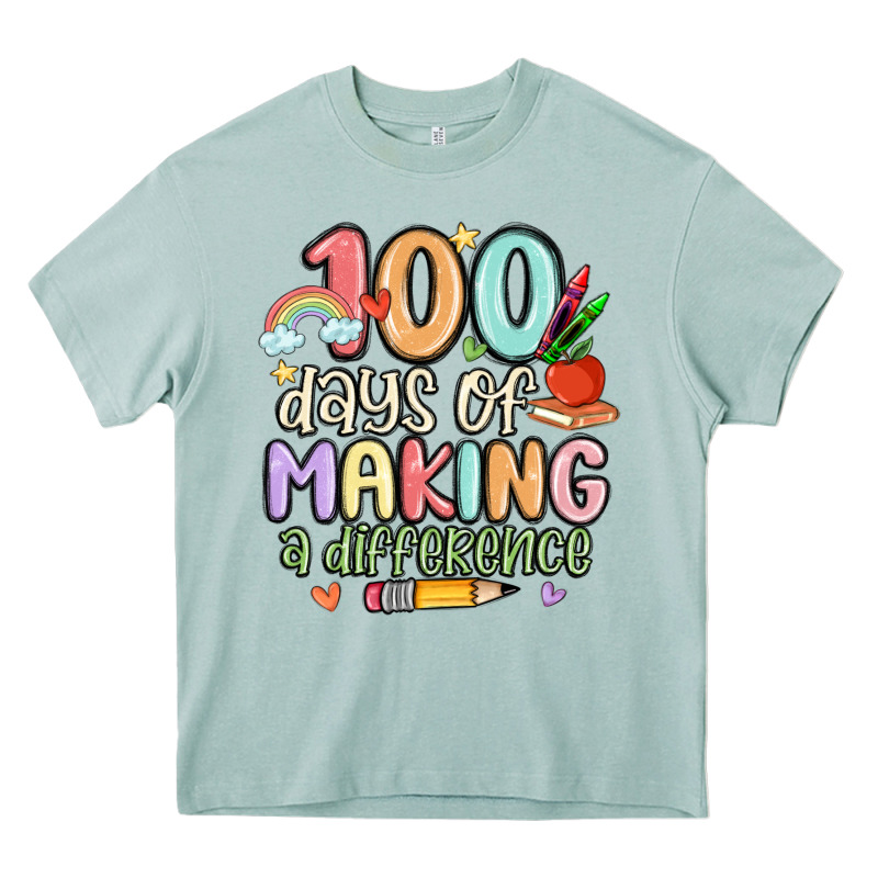 100 Days Of Making A Difference Heavy Core Tee by MaliasSmallBusiness | Teevron