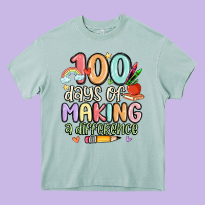100 Days Of Making A Difference Heavy Core Tee Designed By Maliassmallbusiness