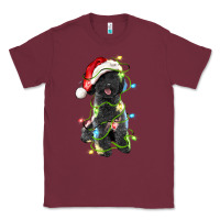 Burgundy christmas black poodles dog Classic Tee - LillyAllenDesigns