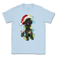 Dusty Blue christmas black poodles dog Classic Tee - LillyAllenDesigns