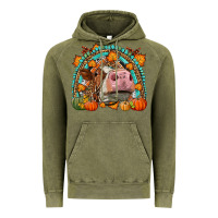 Vintage Olive Fall Cow Rainbow Vintage Hoodie - LillyAllenDesigns