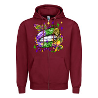 Burgundy mardi gras lip olivia Zipper Hoodie - OliviaCreatesArt