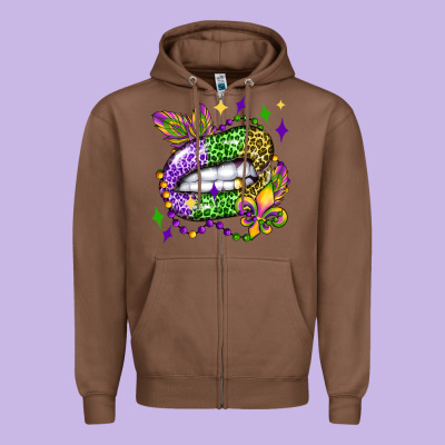 Mardi Gras Lip Olivia Zipper Hoodie Designed By Oliviacreatesart