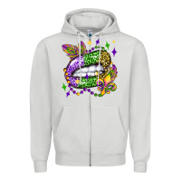 Dove Grey mardi gras lip olivia Zipper Hoodie - OliviaCreatesArt
