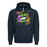 Navy mardi gras lip olivia Zipper Hoodie - OliviaCreatesArt
