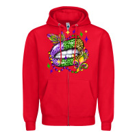Red mardi gras lip olivia Zipper Hoodie - OliviaCreatesArt