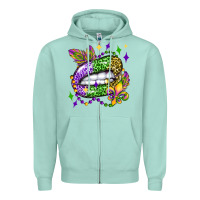 Seafoam mardi gras lip olivia Zipper Hoodie - OliviaCreatesArt
