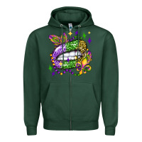 Sports Green mardi gras lip olivia Zipper Hoodie - OliviaCreatesArt
