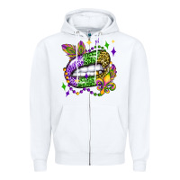 White mardi gras lip olivia Zipper Hoodie - OliviaCreatesArt