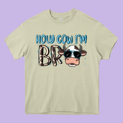 Holy Cow I'm Bro Heavy Core Tee Designed By Maliassmallbusiness