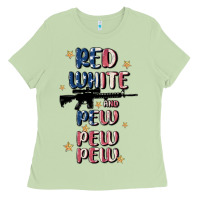 Matcha red white and pew pew pew Ladies Tee - MaliasSmallBusiness