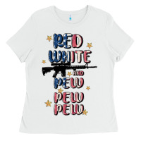 White red white and pew pew pew Ladies Tee - MaliasSmallBusiness