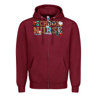 Burgundy school nurse Zipper Hoodie - OliviaCreatesArt
