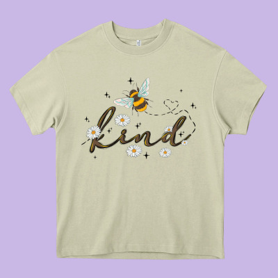 Bee Kind Heavy Core Tee Designed By Maliassmallbusiness