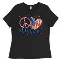 Black peace love 'merica Ladies Tee - MaliasSmallBusiness