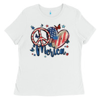 White peace love 'merica Ladies Tee - MaliasSmallBusiness
