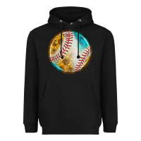 Black baseball with sunflower round earrings Heavyweight Hoodie - BundleAndBundleShop