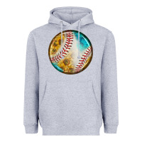 Heather Grey baseball with sunflower round earrings Heavyweight Hoodie - BundleAndBundleShop
