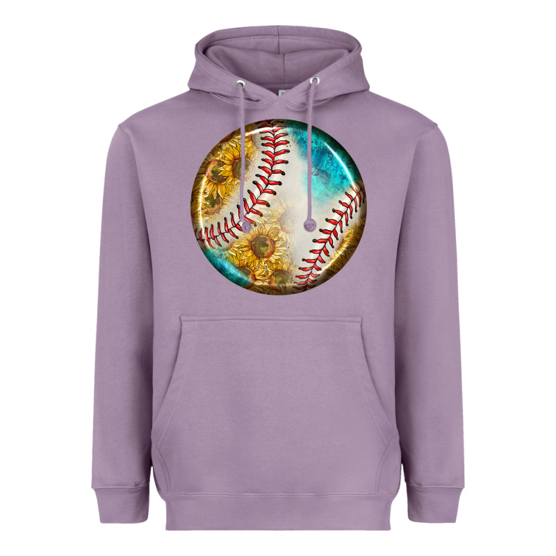 Baseball With Sunflower Round Earrings Heavyweight Hoodie by BundleAndBundleShop | Teevron