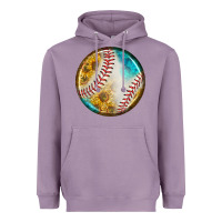 Lavender baseball with sunflower round earrings Heavyweight Hoodie - BundleAndBundleShop